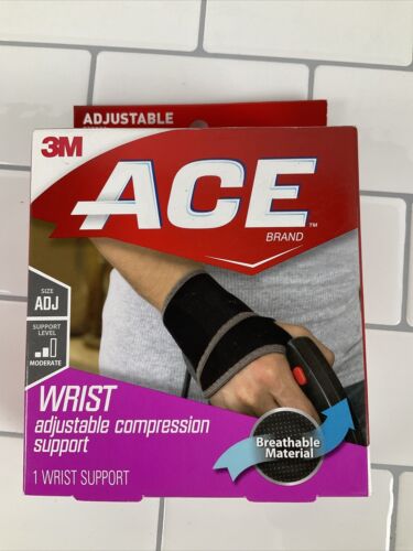 ACE Wrist Support Moderate Support One Size Adjustable Compression Black 203966 (6922744004791)